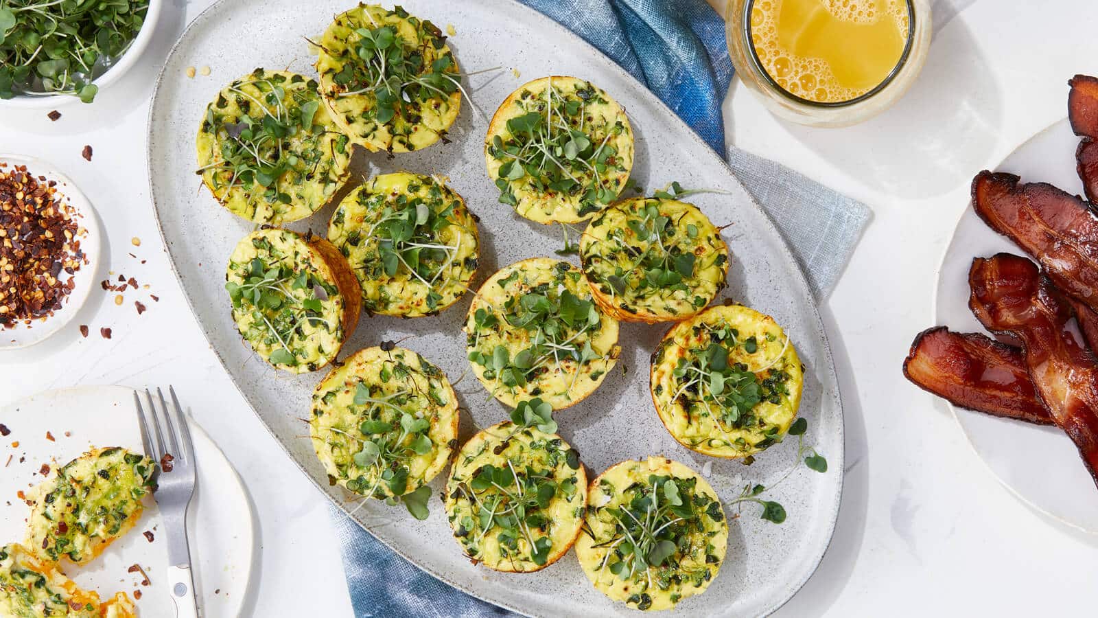 Micro Broccoli, Ricotta, and Cheddar Egg Bites